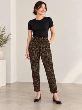 J.Crew Jamie Pant Size 00 Black Brown Animal Print Slim Ankle Pants NWT